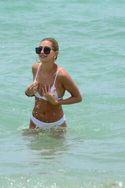 Hailey Baldwin seen out and about at the beach wearing a bikini on June 11 2017 in Miami Florida.