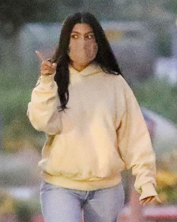 Kourtney Kardashian 41 and her TikTok star BFF Addison Rae 19 wear matching hoodies for dinner in Malibu