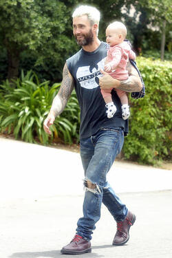 Behati Prinsloo and Adam Levine with Daughter Dusty Rose
