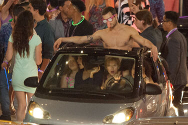 Scarlet Johansen and cast on the set of her raunchy new comedy Rock That Body