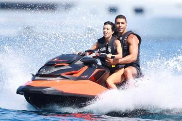 Kourtney Kardashian and boyfriend Younes Bendjima on their boat in the Bay of Cannes