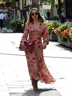 Myleene Klass seen arriving at Global Radio Studios