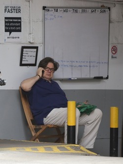 Oliver Platt Waiting for His Car in the West Village
