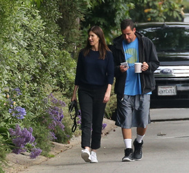 Adam Sandler walking his cute puppy Adam Sandler walking his cute puppy