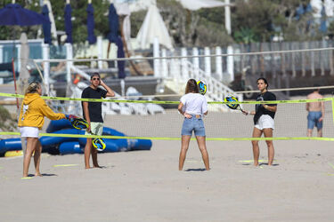 Sofia Richie plays volleyball on the beach