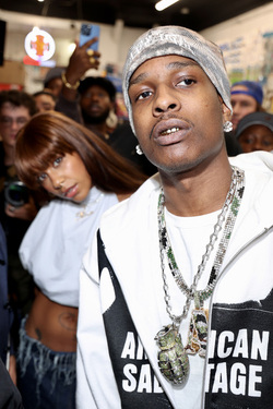 Tokischa and A AP Rocky film a music video in the Washington Heights section of New York City