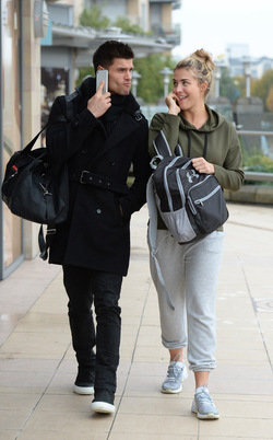 Strictly s Gemma Atkinson and Aljaz Skorjanec lark around as they are seen arriving for dance rehearsals
