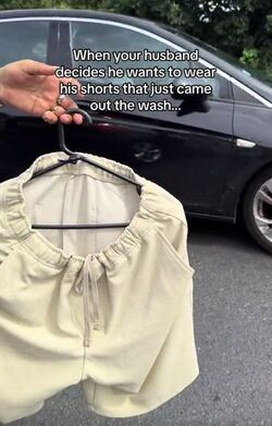 Time strapped Brit leaves drivers cackling hanging SHORTS out car window in quick dry hack