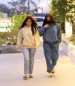Kourtney Kardashian 41 and her TikTok star BFF Addison Rae 19 wear matching hoodies for dinner in Malibu