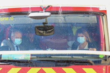 Marlene Schiappa during a visit of the Fire and Security Department in Ajaccio
