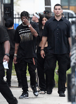 Kylie Jenner Visits Travis Scott on the set of his new Music Video