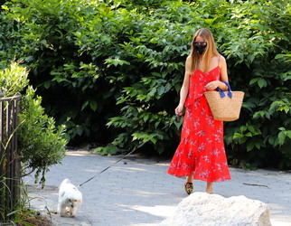 Olivia Palermo Takes her Dog Mr Butler out for a Walk