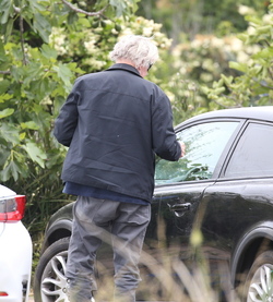 Gary Busey buttons up for the preppy look in Malibu