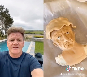 Gordon Ramsay watches in horror as woman makes cake like his face Gordon Ramsay watches in horror as woman makes cake like his face