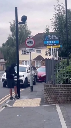 VIDEO Disgruntled masked man hacks down London ULEZ camera in broad daylight 48 hours after it was installed