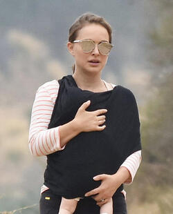 Natalie Portman hiking with infant daughter Amalia