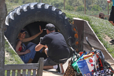 Gwen Stefani with Kids Enjoying the Day at a Farm