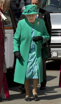 Queen Elizabeth II and Prince Philip Duke of Edinburgh attend a service to mark the 100th anniversary of the Order of the British Empire at St Paul s Cathedral in London.