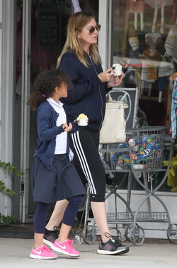 Ellen Pompeo and daughter Stella get out for some frozen yogurt in Beverly Hills.