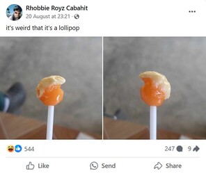 HILARIOUS IMAGES show a lollipop that has been sucked into the shape of Donald Trump.