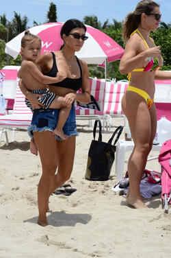 Kourtney Kardashian seen out and about at the beach wearing a bikini on June 11 2017 in Miami Florida.