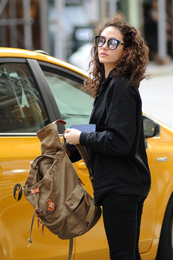 Emmy Rossum spotted getting of from a cab in NYC