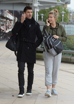 Strictly s Gemma Atkinson and Aljaz Skorjanec lark around as they are seen arriving for dance rehearsals