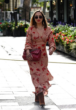 Myleene Klass seen arriving at Global Radio Studios