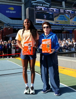 Tennis Legend Billie Jean King And Coco Gauff Play Friendly Match At US Open 2024 in NYC
