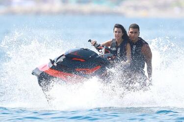 Kourtney Kardashian and boyfriend Younes Bendjima on their boat in the Bay of Cannes
