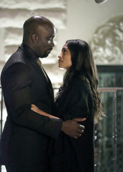 Mike Colter and Rosario Dawson are seen reprising their characters filming season two of LUKE CAGE 