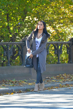 Paulina Gaitan seen filming Diablo guardian in Central Park on NOVEMBER 14 2016 in New York City New York