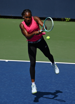 Coco Gauff is seen on the practice court at the USTA