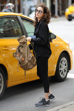 Emmy Rossum spotted getting of from a cab in NYC