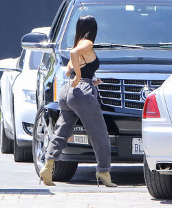 Kim Kardashian shows off her famous derriere in sweatpants