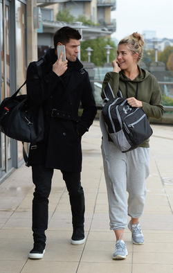 Strictly s Gemma Atkinson and Aljaz Skorjanec lark around as they are seen arriving for dance rehearsals