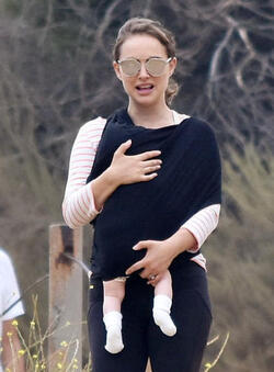 Natalie Portman hiking with infant daughter Amalia