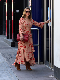 Myleene Klass seen arriving at Global Radio Studios