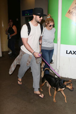 Ashley Greene and fiance take their dog on a plane