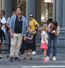 Michael Weatherly and wife window shopping for houses with their kids Michael Weatherly and wife window shopping for houses with their kids