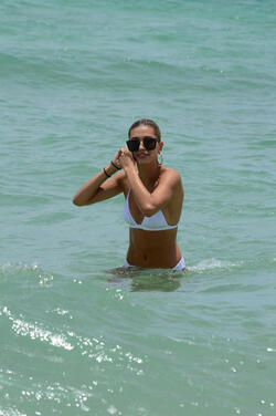 Hailey Baldwin seen out and about at the beach wearing a bikini on June 11 2017 in Miami Florida.