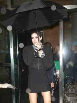 Alexandra Daddario out in Manhattan Promoting her new Movie Baywatch