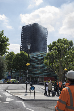 Fire at the Grenfell Tower block on the Lancaster West Estate in North Kensington West London.