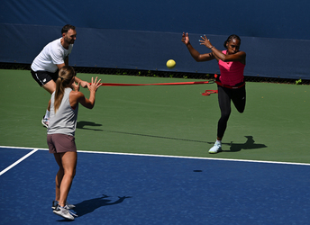 Coco Gauff is seen on the practice court at the USTA