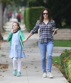 Jennifer Garner super cute in plaid during morning outing with the girls