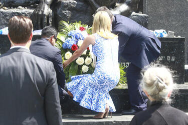 Ivanka Trump visits the Museum of Polish Jews and lays flowers at the Monument of the Warsaw Ghetto Heroes Ivanka Trump visits the Museum of Polish Jews and lays flowers at the Monument of the Warsaw Ghetto Heroes