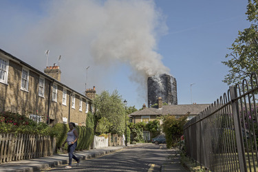 Fire at the Grenfell Tower block on the Lancaster West Estate in North Kensington West London.