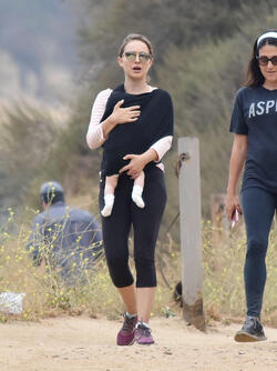 Natalie Portman hiking with infant daughter Amalia