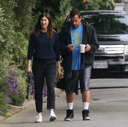 Adam Sandler walking his cute puppy Adam Sandler walking his cute puppy