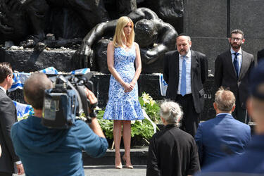 Ivanka Trump visits the Museum of Polish Jews and lays flowers at the Monument of the Warsaw Ghetto Heroes Ivanka Trump visits the Museum of Polish Jews and lays flowers at the Monument of the Warsaw Ghetto Heroes